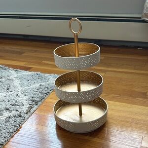 Gold and Cream Three-Tiered Stand